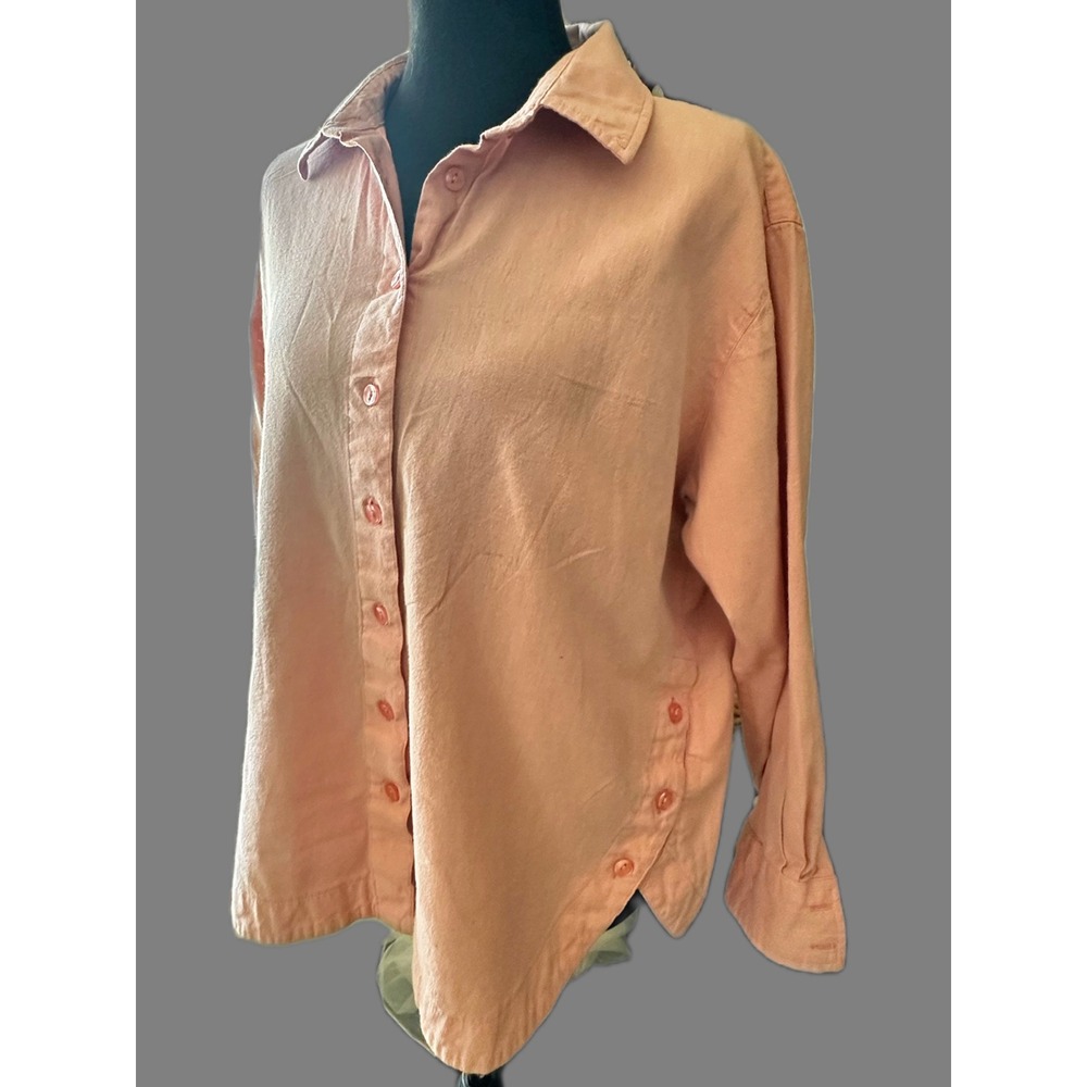 The Souled Store Peach Pink Cotton Linen Button Down Oversized Shirt XXS VC-43
